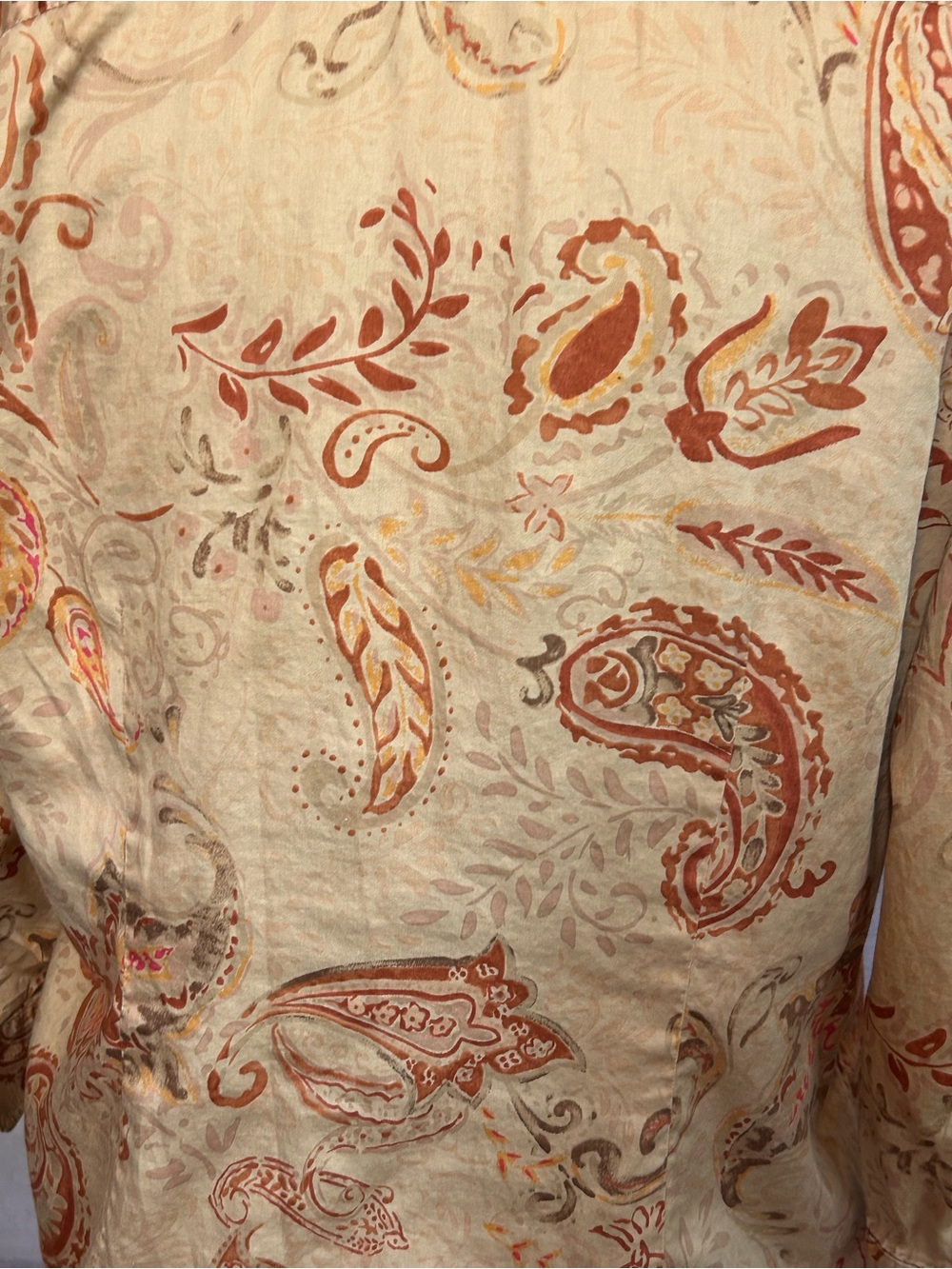 Women's Ralph Lauren Beige Paisley Button-Up Shirt - 3/4 sleeves - Picture 4 of 5